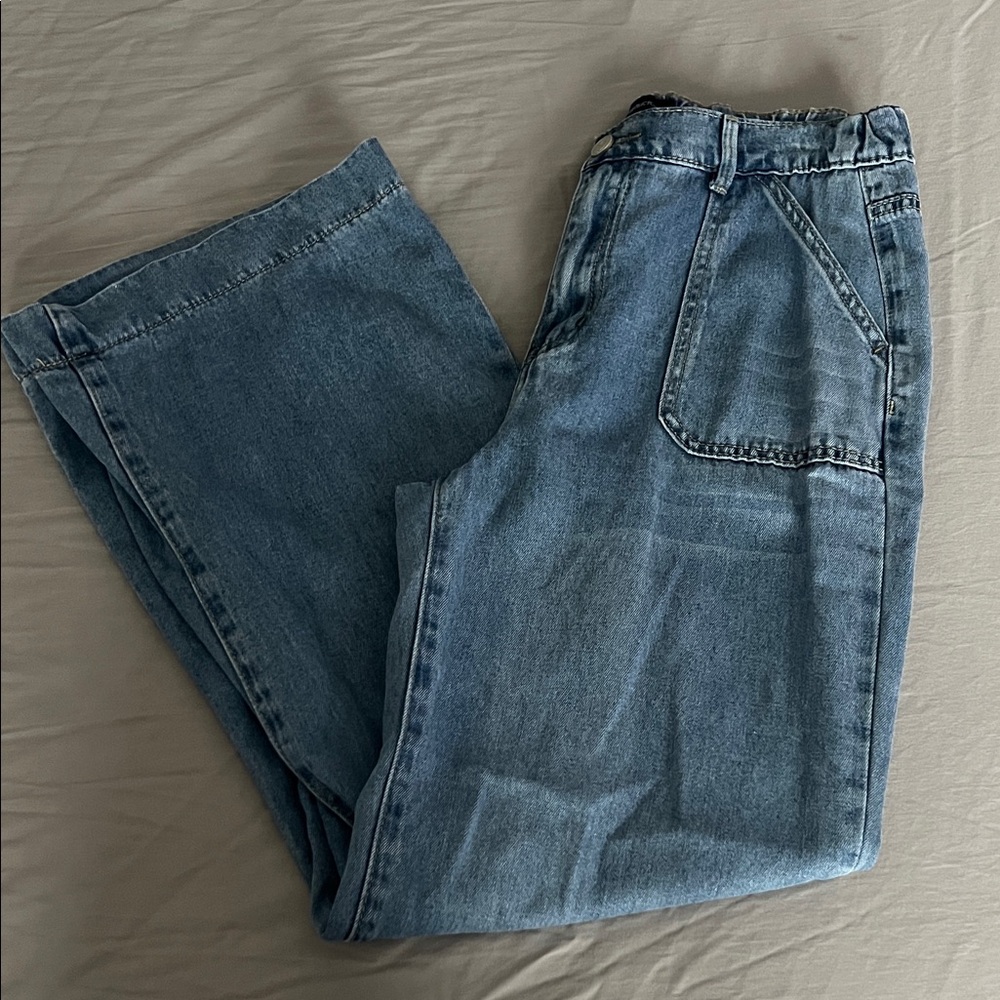 Stylish Blue Wide Leg Women's Pants